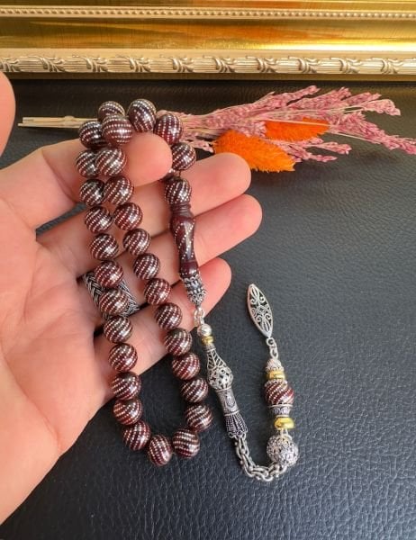 Küre Model Gümüş İşlemeli Kuka Tesbih