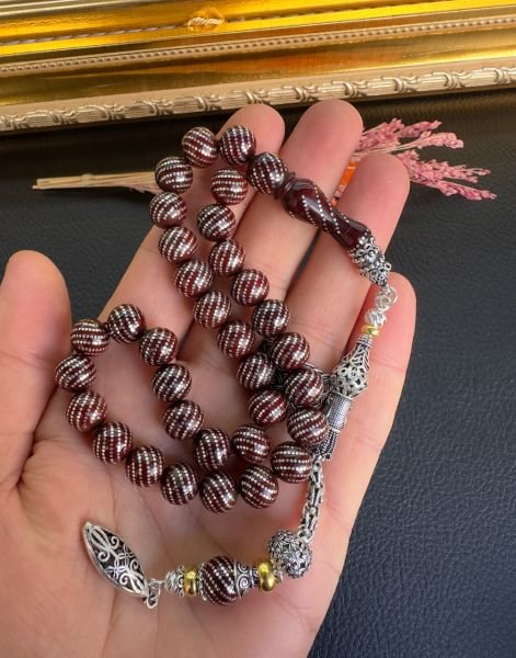 Küre Model Gümüş İşlemeli Kuka Tesbih