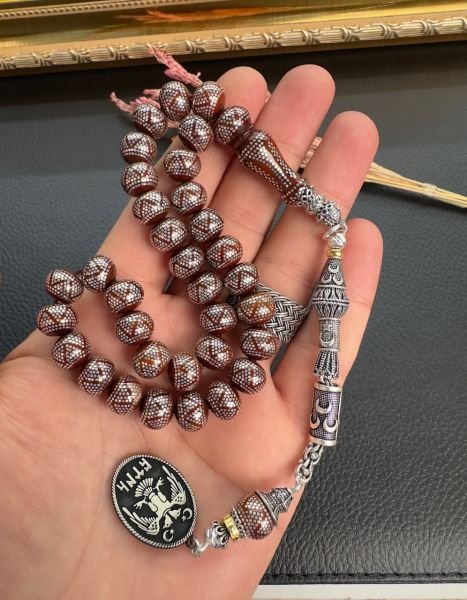 Basık Küre Model Gümüş İşlemeli Kuka Tesbih