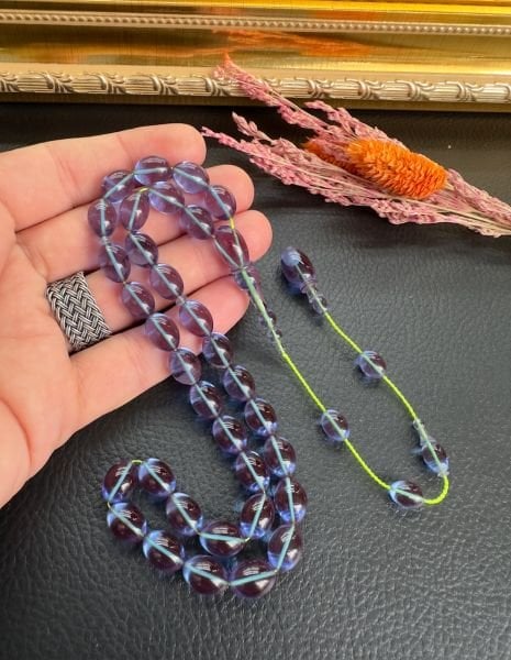 Tombul Beyzi Model Ateş Kehribar Tesbih