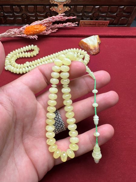 Basık Model 99'luk ve 33' lük Set Kaya Damla Kehribar Tesbih