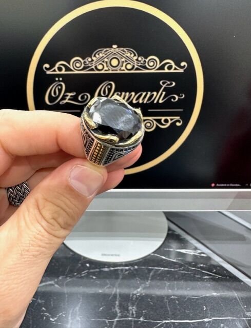 Onix Taşı Özel Tasarım 925 Ayar Gümüş Erkek Yüzük