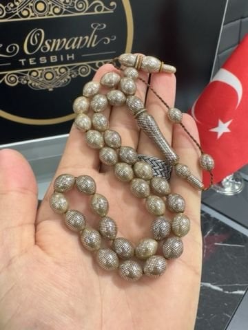 Beyzi Model Sistemli 925 Ayar Gümüş İşlemeli Kuka Tesbih