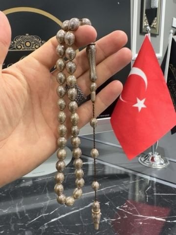 Beyzi Model Sistemli 925 Ayar Gümüş İşlemeli Kuka Tesbih