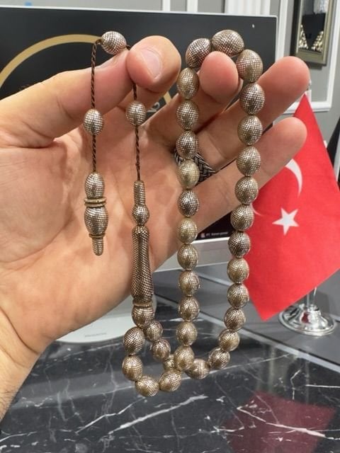 Beyzi Model Sistemli 925 Ayar Gümüş İşlemeli Kuka Tesbih