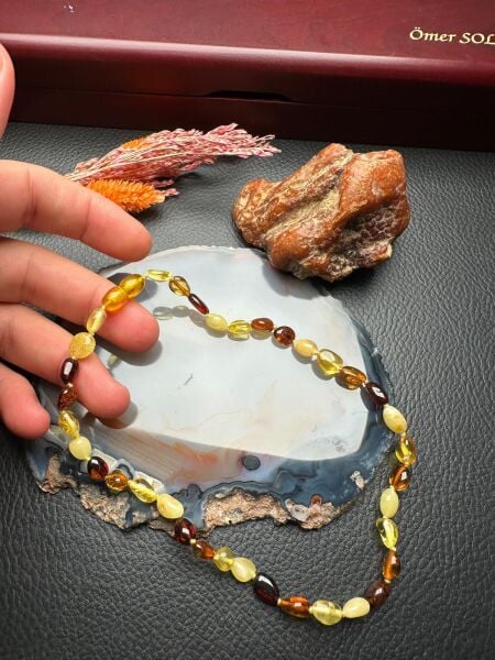 Damla Kehribar Bebek Diş Kolyesi