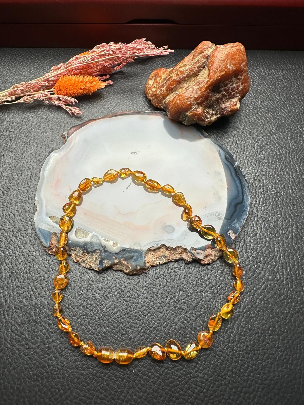 Damla Kehribar Bebek Diş Kolyesi