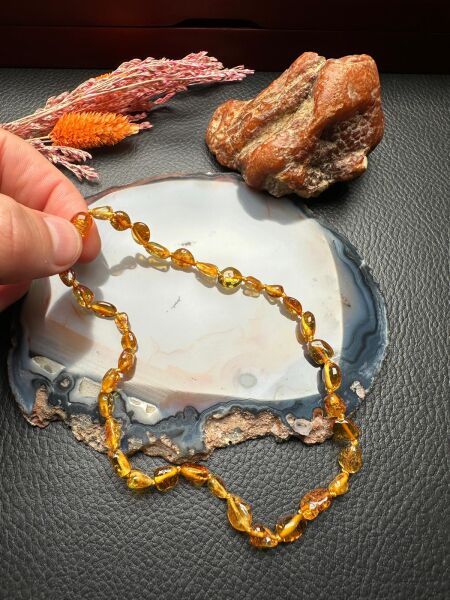 Damla Kehribar Bebek Diş Kolyesi