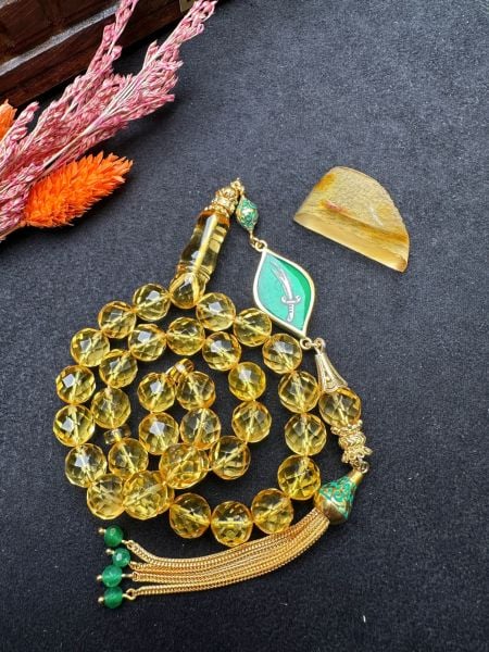 Küre Model Faseta Kesim Şeffaf Kaya Damla Kehribar Tesbih