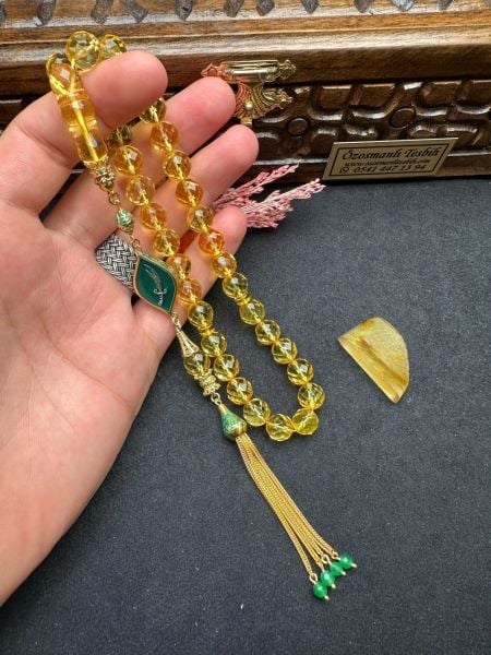 Küre Model Faseta Kesim Şeffaf Kaya Damla Kehribar Tesbih