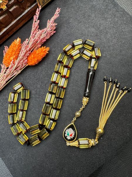 Faseta Kesim Şeffaf Kaya Damla Kehribar Tesbih