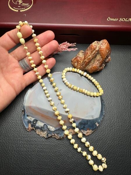 Damla Kehribar Kolye ve Bileklik Set