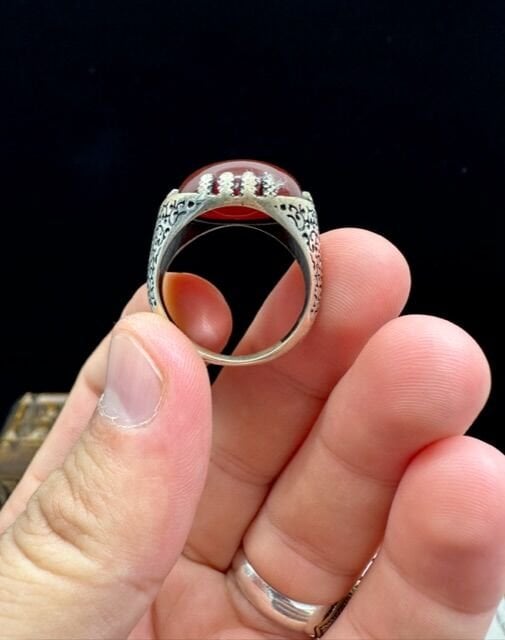 Akik Taşı Özel 925 Ayar Gümüş Erkek Yüzük