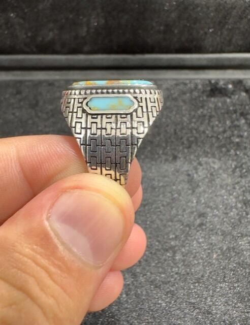 Özel Firuze Taşlı 925 Ayar Gümüş Erkek Yüzük