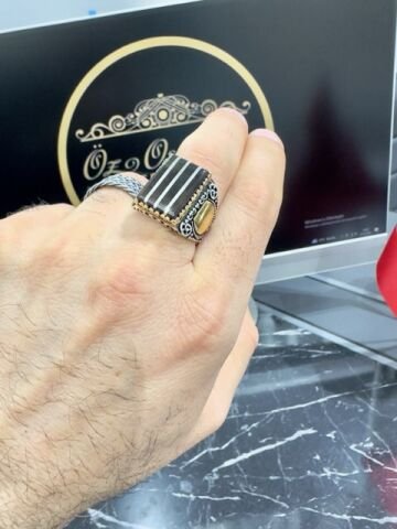 Gümüş Yarma İşleme Yılan Ağacı Erkek Yüzük