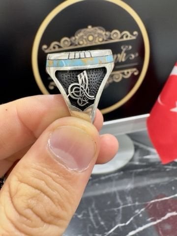 Çift Başlı Kartal Figürlü Gümüş Erkek Yüzük