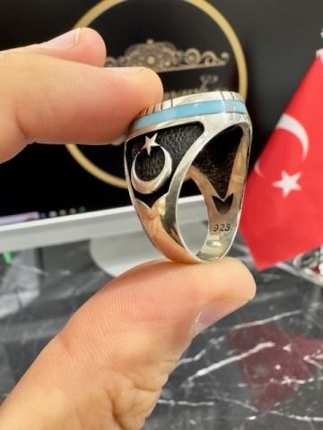 Çift Başlı Kartal Figürlü Gümüş Erkek Yüzük