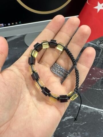 Küp Model Damla Kehribar Bileklik