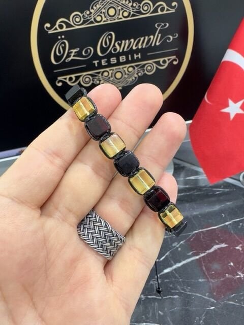 Küp Model Damla Kehribar Bileklik