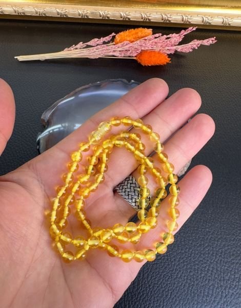 Küre Model Damla Kehribar Kolye