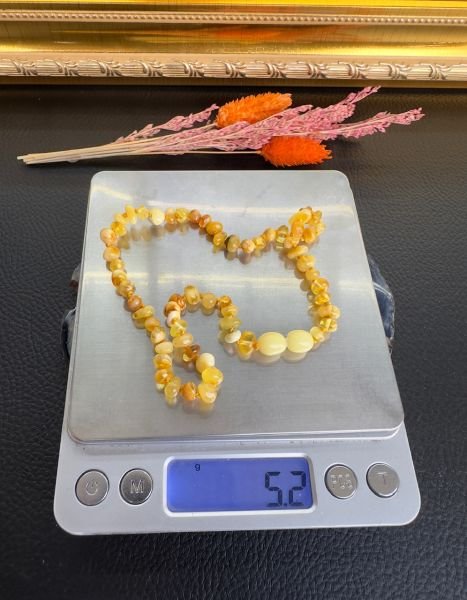 Çakıltaşı  Model Damla Kehribar Bebek Kolyesi