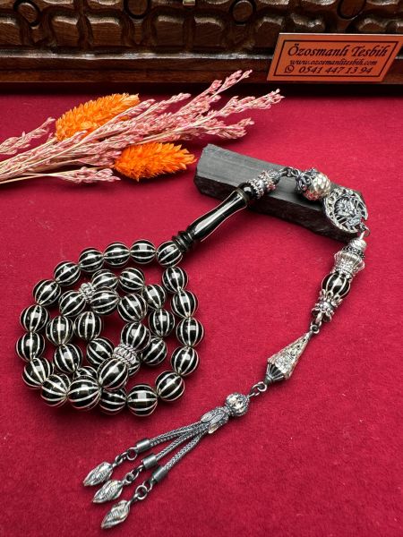 Gümüş Yarma İşlemeli Erzurum Oltu Tesbih