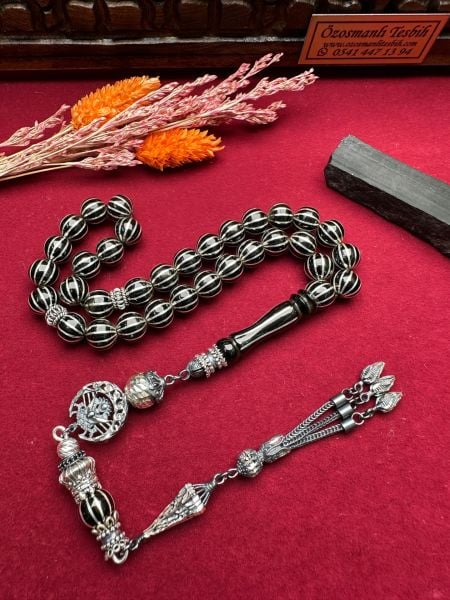 Gümüş Yarma İşlemeli Erzurum Oltu Tesbih