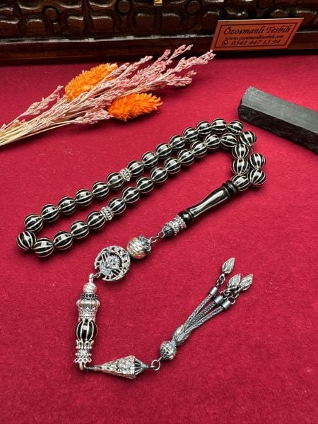 Gümüş Yarma İşlemeli Erzurum Oltu Tesbih