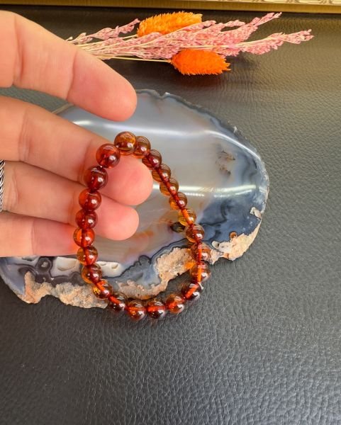 Küre Model Damla Kehribar Bileklik