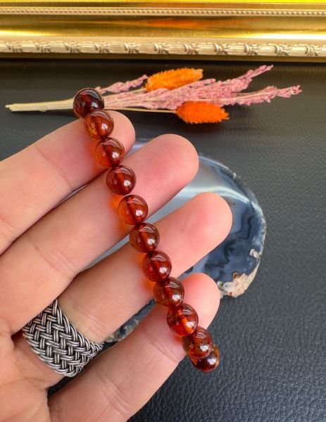 Küre Model Damla Kehribar Bileklik