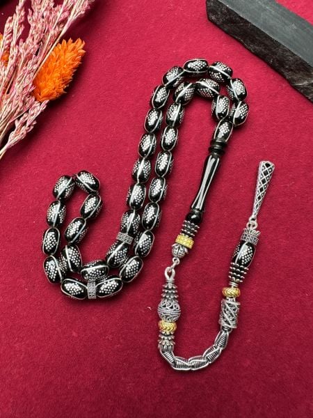 Gümüş Yarma İşlemeli Erzurum Oltu Tesbih