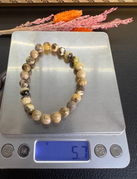 Küre Model Fosilli Damla Kehribar Bileklik