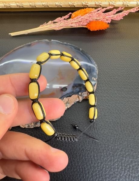 Kapsül Model Makrome Örme Damla Kehribar Bileklik