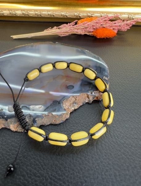 Kapsül Model Makrome Örme Damla Kehribar Bileklik