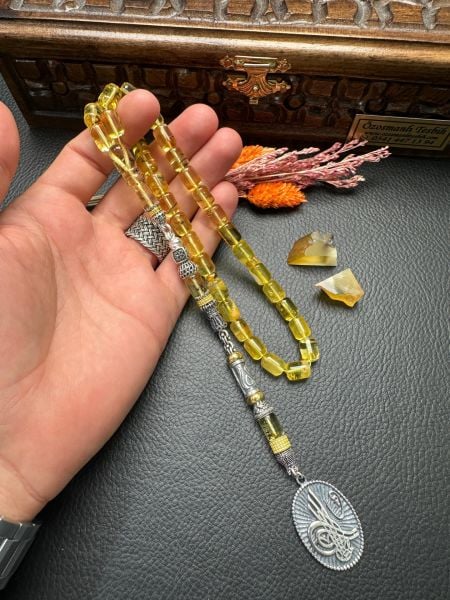 Rus Kaya Şeffaf Damla Kehribar Tesbih