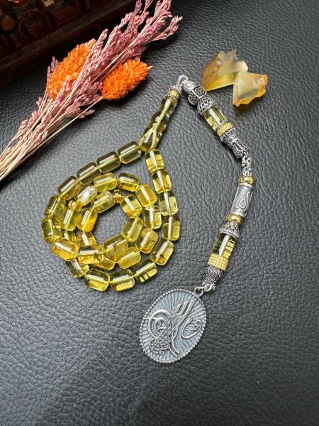 Rus Kaya Şeffaf Damla Kehribar Tesbih