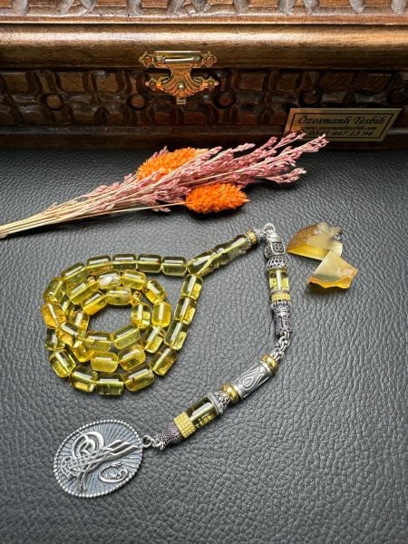 Rus Kaya Şeffaf Damla Kehribar Tesbih