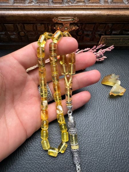 Rus Kaya Şeffaf Damla Kehribar Tesbih