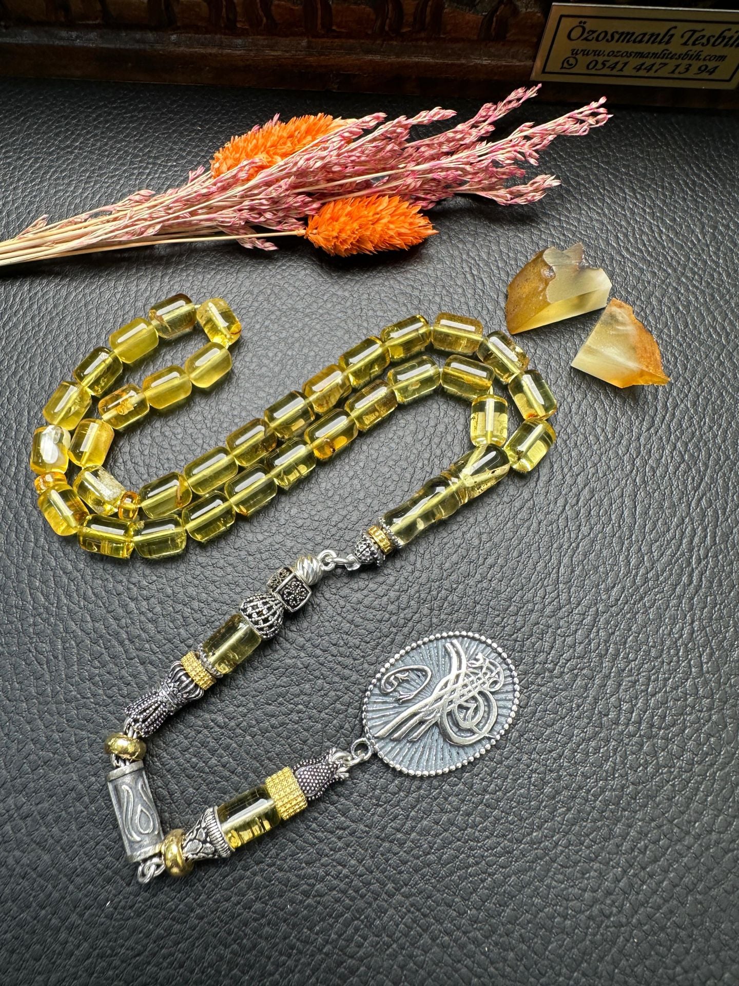 Rus Kaya Şeffaf Damla Kehribar Tesbih