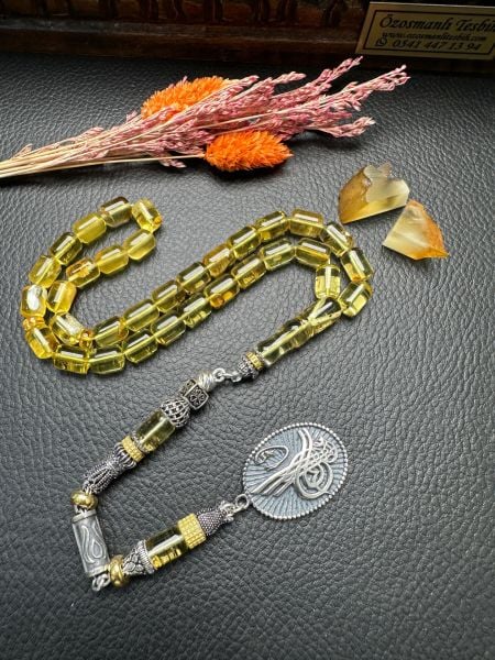 Rus Kaya Şeffaf Damla Kehribar Tesbih