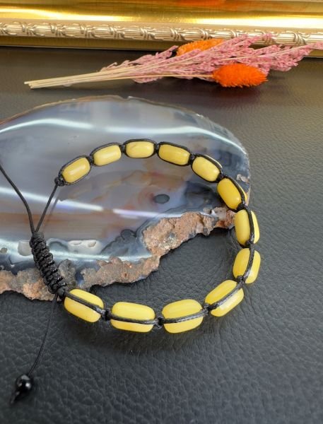 Kapsül Model Makrome Örme Damla Kehribar Bileklik