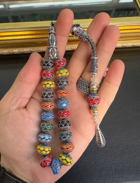 Özel Tasarım Bilek Boy Basık Model Gümüş Tesbih