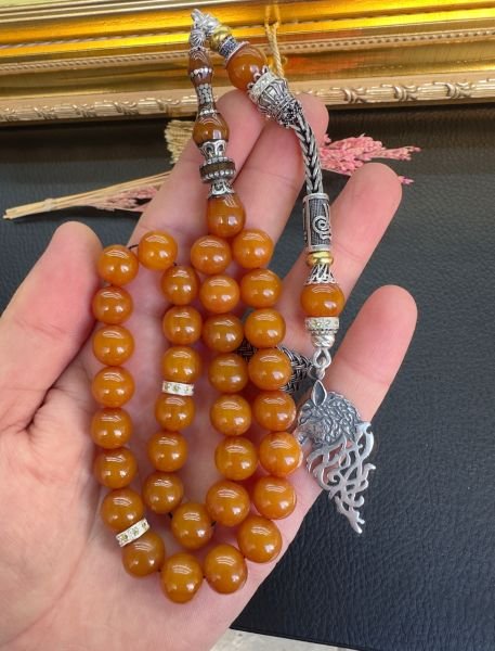 Nakkaş İmame Dizayn Çubuk Sıkma Kehribar Tesbih