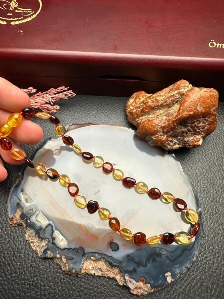 Damla Kehribar Bebek Diş Kolyesi