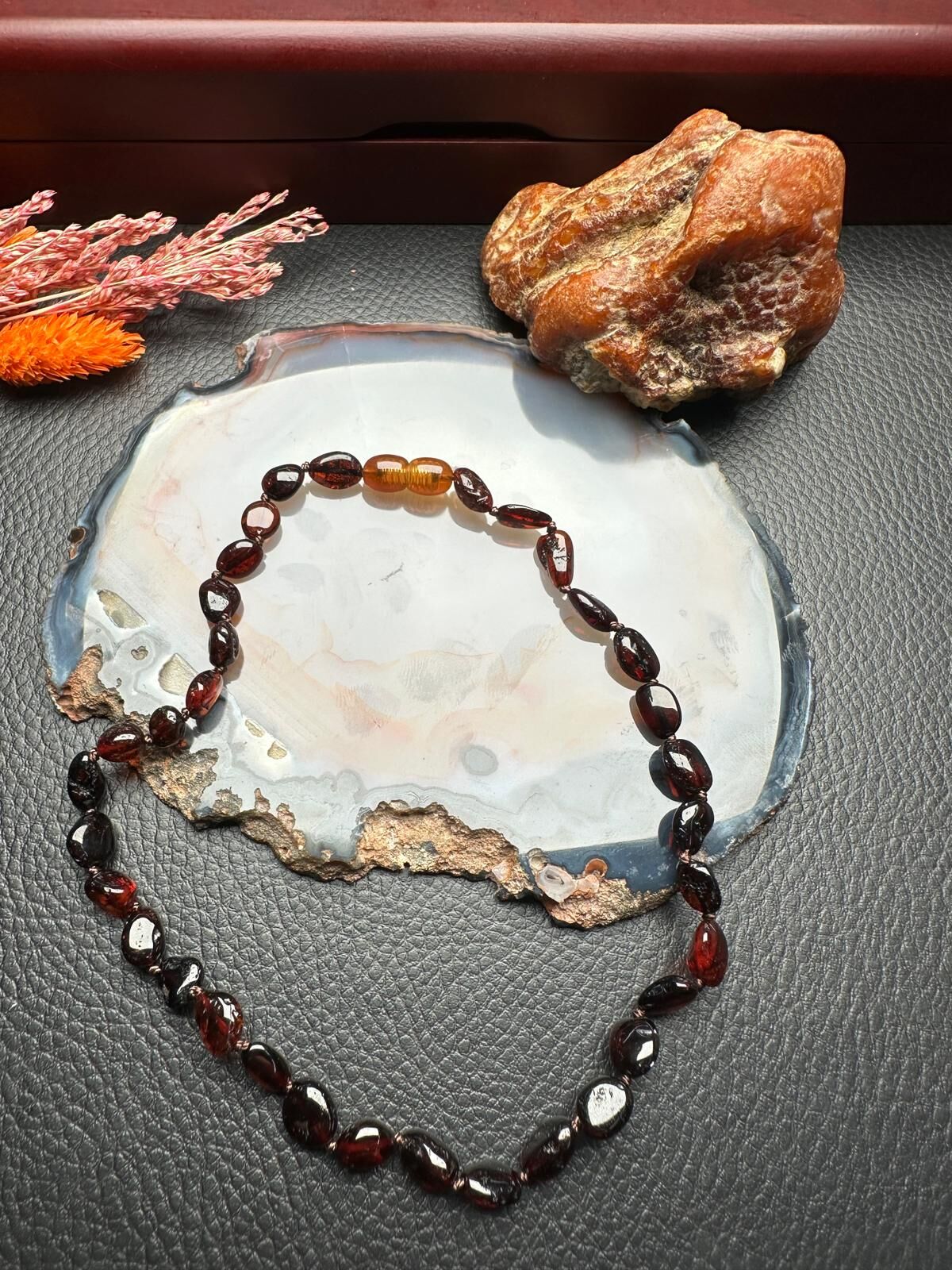 Damla Kehribar Bebek Diş Kolyesi