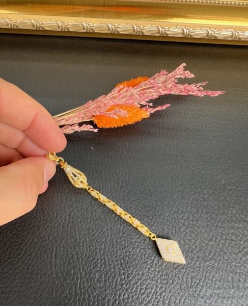 Diamond Model Altın Yaldız Kaplama Gümüş Püskül