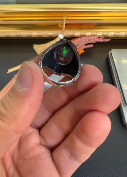 Mistik Topaz Zülfikar Model Gümüş Yüzük