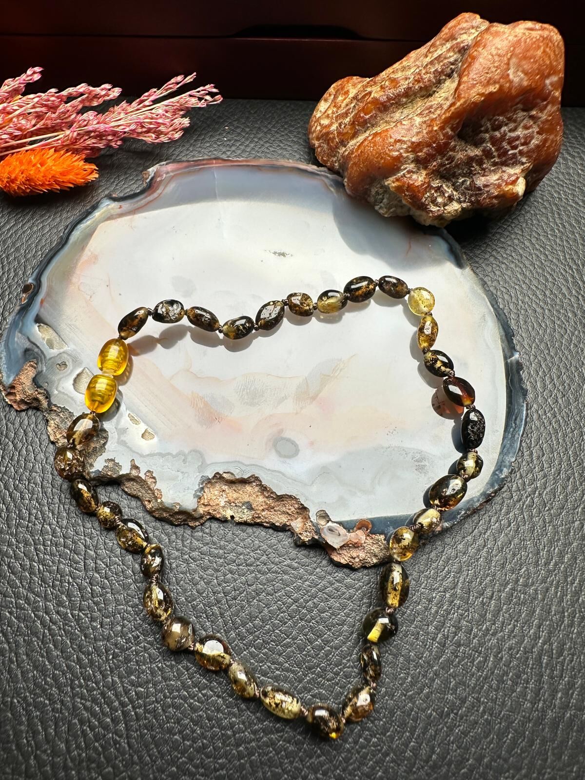 Damla Kehribar Bebek Diş Kolyesi