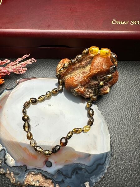 Damla Kehribar Bebek Diş Kolyesi