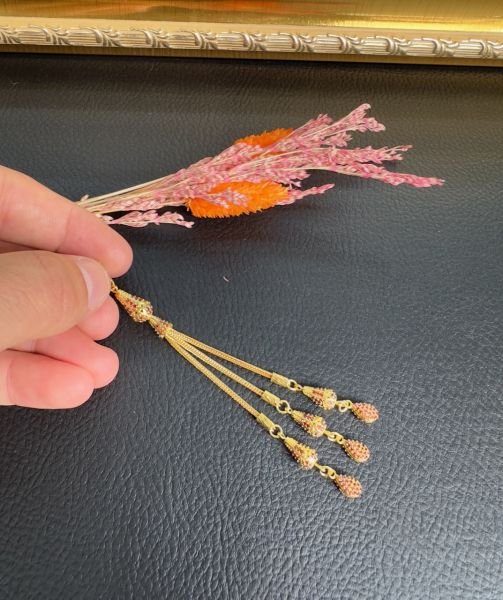 Diamond Model Altın Yaldız Kaplama Gümüş Püskül